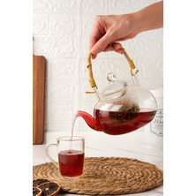 Colletta - Bambu Saplı Cam Süzgeçli Cam Bitki Çayı Demliği 1200 ml