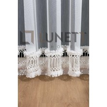 Lunett Home Kullanıma Hazır Foldet Keten Fantezi 1001 Desenli Etek Püsküllü Orta Pileli Tül Perde
