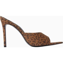 Black Suede Studio Bella 100 Leopar Desenli Nubuk, El Yapımı Mule Sandalet