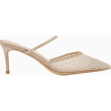 Nass Sasha 70 Kristal Taşlı, Saten Detaylı File Sivri Burun Mule Şık ve Zarif