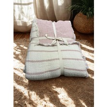 Tekstilize Müslin 7 Kat Çizgili Tek Kişilik Yatak Örtüsü 180X260 (%100 Pamuklu)