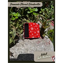 Fatih Kutu 8X6X3 - Kırmızı Kar Tanesi Desenli Süngerli Takı Kutusu | [demonte 25 Adet]