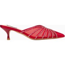 Nass Madeline 50 Kristal Taşlı, File ve Saten Detaylı Sivri Burun Şık ve Zarif Mule