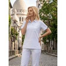 Dr. Mitra Kadın Paris Model Beyaz Likralı Cerrahi Hemşire Doktor Hastane Takımı