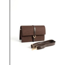 Zynp Süet Nubuk Gold Tokalı Baget Omuz Çantası