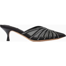 Nass Madeline 50 Kristal Taşlı, File ve Saten Detaylı Sivri Burun Şık ve Zarif Mule