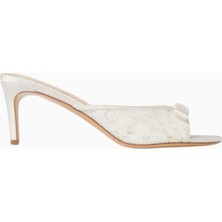 Black Suede Studio Rita 65 Dantel-Saten El Yapımı, Fiyonk Detaylı Mule Terlik