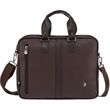 U.S. Polo Assn. Kahverengi Suni Deri Omuz Askılı Laptop Çantası Ergonomik Tasarım ve Şık Görünüm