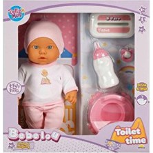 Sunman Sesli Bebelou Tuvalet Zamanı Bebek Seti Pembe 32 cm Eğlenceli Oyun Arkadaşı