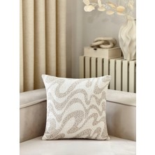 Aysa Home Decor Flow Dalga Desenli Bej Tekli Kırlent Kılıfı