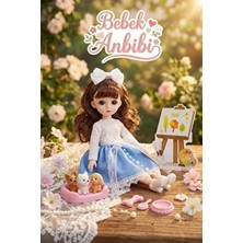 Craftivio Hareketli Eklemli Gerçekçi Cam Gözlü Oyuncak Et Bebek 30 cm - Köpekli ve Aksesuarlı Oyun Seti