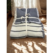 Tekstilize Müslin 7 Kat Çizgili Tek Kişilik Yatak Örtüsü 180X260 (%100 Pamuklu)