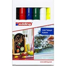 Edding Cam Kalemi 4095 Likit Tebeşir Kalemi (Sıvı Tebeşir) 2-3mm 6 Renk Set Set