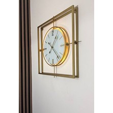 Aga Konsept Led'li Gold Kristal Square 60 cm Nano Abs Kırılmaz Göbekli, Modern Dekoratif Duvar Saati