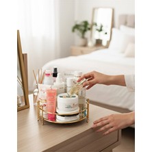 Evstyle Aynalı Makyaj Organizeri - Gold Kaplama Metal Özellikli ve Altın Renkli Şıklık