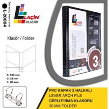 Laçin Firma Klasörü A4 2 Halkalı 3 cm Siyah