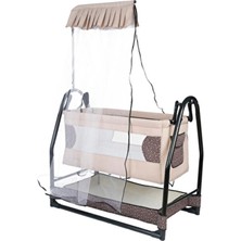 Convers Sallanır Bebek Beşiği Cibinlik Tüllü Tenteli Bebek Beşik Sabitlenebilir Bej