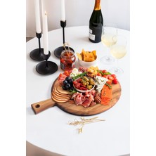 Akasya Saplı Yuvarlak Sunum ve Kesme Tahtası - Akasya Peynir Sunum Tahtası 40 * 31 * 1.5cm