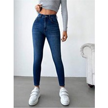By Caspita Fashion Kadın Yüksek Bel Skinny Power Likra Dar Paça Jean