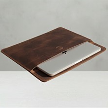 LUQA Leather Vintage Hakiki Deri Laptop Çantası 14 Inç Uyumlu | El Yapımı MacBook Kılıfı