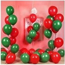 Kalisan 30 Adet Renkli Yeşil Kırmızı Yılbaşı Parti Balonları Özel Gün Kutlaması
