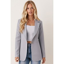 Armonika Kadın Gri Tek Düğmeli Ceket ARM-20K001020
