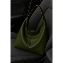 Adelina Bags Kadın Salaş Yumuşak Dokulu Büyük Haki Yeşil Omuz ve Tote Çanta