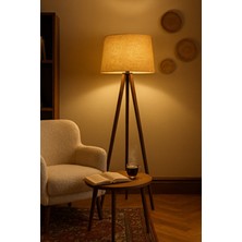 Vivido Home Ceviz Rattan Hasır Ahşap Lambader