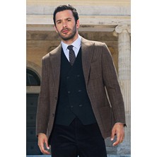 Kiğılı Siyah Yünlü Kruvaze Triko Yelek Erkek Regular Fit Kolsuz Tasarım