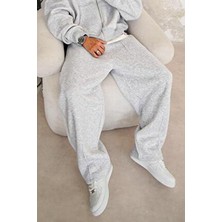 Gri Melanj Cozy Basic Pileli Baggy Eşofman