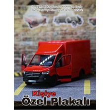 Bebeym Mercedes Sprinter Kargo Metal Araba - Sprinter Oyuncak Araba - Kişiye Özel Plakalı - Kırmızı