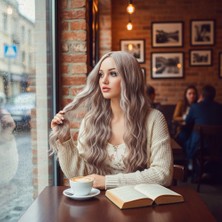 Uzun Su Dalgası Fiber Sentetik Peruk - Küllü Bebek Sarı Pk