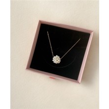 Taşmir Sertifikalı Gerçek Çiçek Inci Kolye - 45 cm Çelik Zincirli