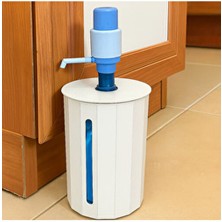 Taalu Beyaz Ahşap Damacana Kılıfı Renkli Pencere Detaylı Dolap İçi Düzenleyici Saklama Kutusu