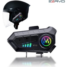 Esmer Bilişim V10 Telsiz Özellikli 5.3 Motosiklet Kask Kulaklık Intercom Işıklı Motorsiklet Interkom