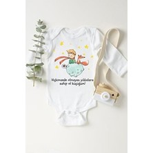 Limon Unisex Bebek Beyaz Küçük Prens Çıtçıtlı Body Özel Olay Temalı Uzun Kol