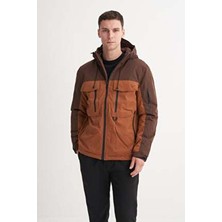 Cazador Kahverengi Micro Kumaş Kaban Polyester Regular Kalıp Erkek Dış Giyim