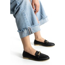 Hepici Kadın Siyah Toka Detaylı Şık Rahat Hafif Rahat Günlük Ayakkabı