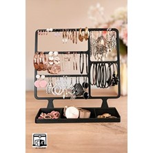 Siyah Takı Organizer Standı Mücevher Aksesuar Çantası Yüzük Küpe Saat Düzenleyici