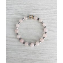 MK Tasarım Gerçek Pembe Kuvars Taşı - Inci Bileklik – MKT.1.101.38- Taşların Kendi Rengidir, Boya Değildir