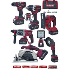 Daflong Pro 7'li Set 1300NM SOMUN+185MM Sunta Kesme+Dekupaj+6 Kademe Devir Ayarlı Taşlama DFL-289