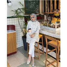 Nizzell Kadın Gri Simli Merserize Kazak Bisiklet Yaka Uzun Kol Premium Kalite