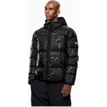 EA7 Erkek Kapşonlu Yaka Uzun Kol Fermuar Kapama Cep Detay Siyah Mont 7M000697 AF15969-UC001