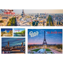 Tasarımistan Fransa Paris Şehir Buzdolabı Magnet Seti 5 Farklı Fotoğraflı
