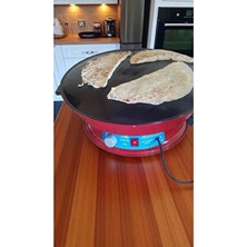 Bi'Hayal 2000W Bordo Renk Elektrikli Termostatlı Katmer, Gözleme ve Börek Sacı 50CM