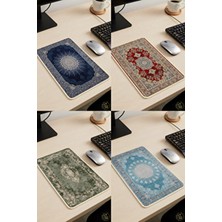 Talia Home Etnik Otantik Desenli Çok Amaçlı Mini Halı Mousepad - Bardak Altlığı - Çaydanlık Altlığı 4 Adet