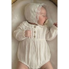 Cigit Fisto Yakalı Mevsimlik Organik Müslin Zıbın 0-2 Yaş Ekru