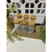 Go İthalat 12 Pcs Takım Yuvarlak Cam Baharatlık - Tuzluk Bambu Kapaklı (784)