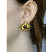 Esha Doğal Taş Ametist Doğal Taşlı Altın Kaplama Kadın Küpe EUKU28AMT