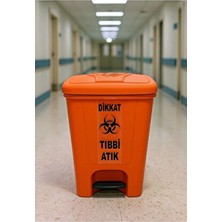 Loremp Tıbbi Atık Kutusu 40 Lt Pedallı Çöp Kutusu Turuncu Renk